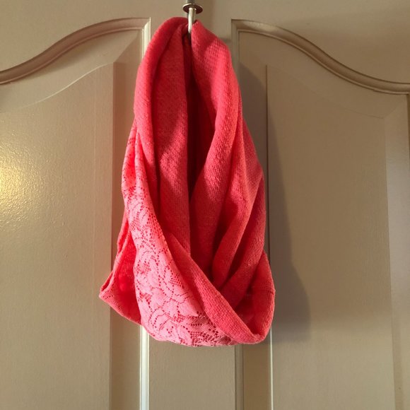 NW0T Womens Aeropostale Coral Pink Lace Infinity Scarf - Picture 6 of 10